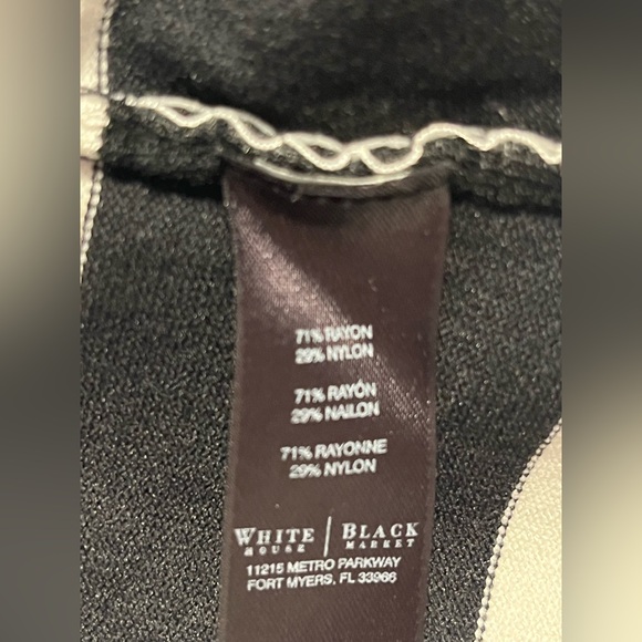 WHBM Women’s Black & White Striped 3/4 Sleeve Knit Sweater Tunic Dress Size M - Picture 8 of 13